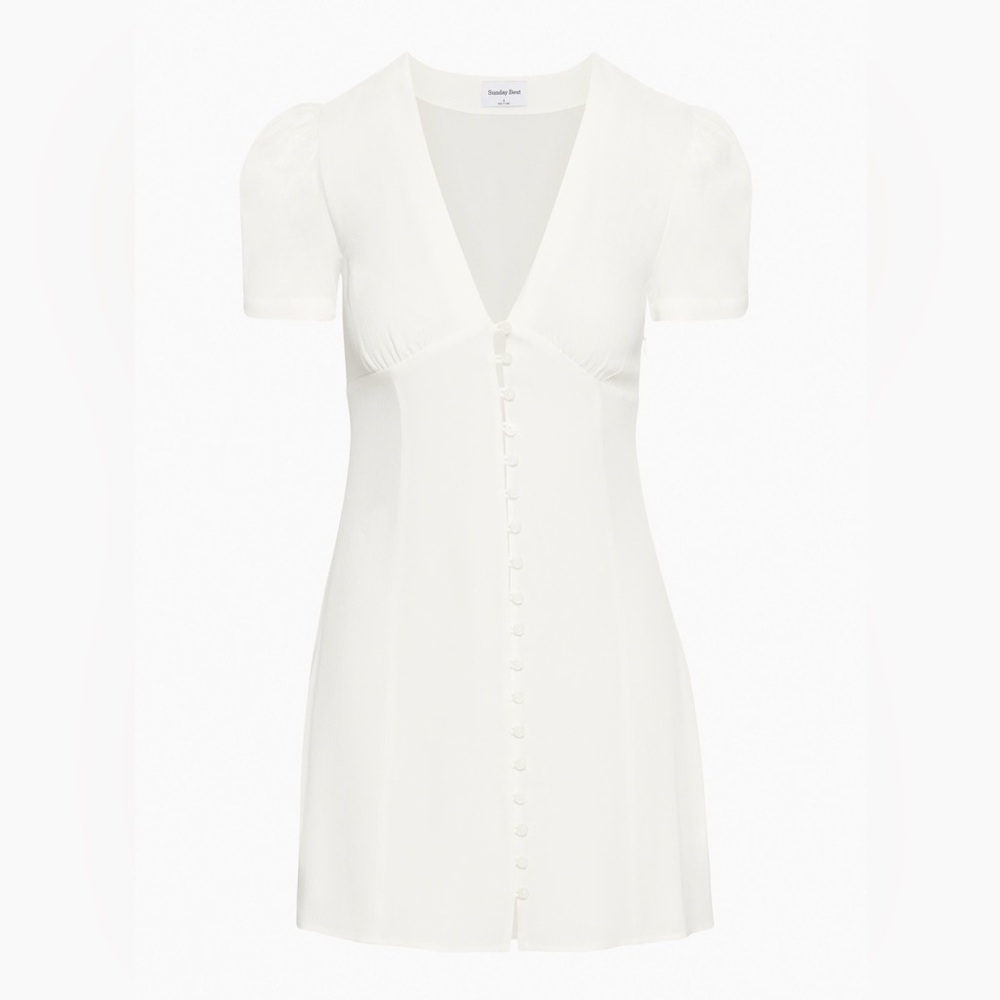 SUNDAY BEST ARITZIA Sandrine Mini Dress Light Birch White Size 12 - Picture 2 of 7